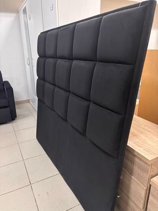 Cabezal de cama de terciopelo gris