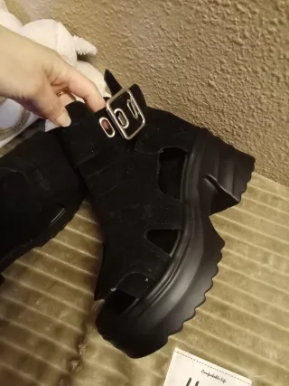 Botines de plataforma negros mujer