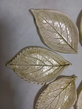 Set 7 foglie ortensie ceramica