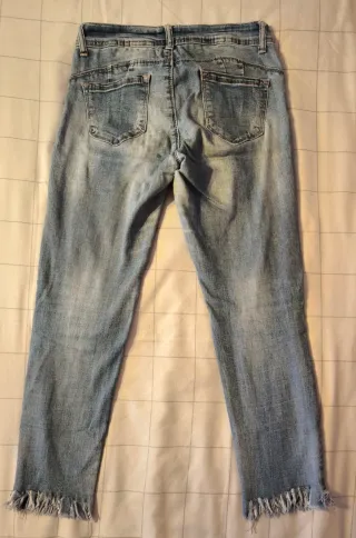 Jeans donna Denim, vita alta strappati IT44