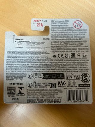 Hot Wheels 2018 Honda Civic Type R blu