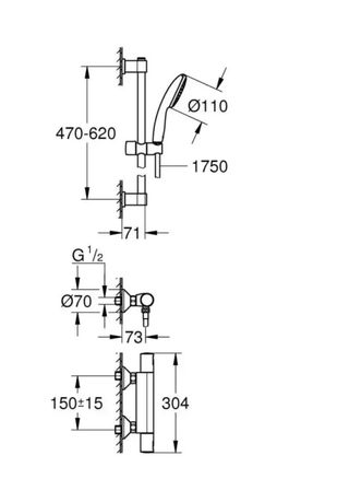 Set Doccia GROHE Vitalio Start 60cm & Miscelatore