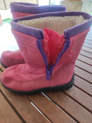 Botas de nieve infantiles rosas y moradas