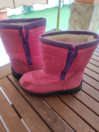 Botas de nieve infantiles rosas y moradas