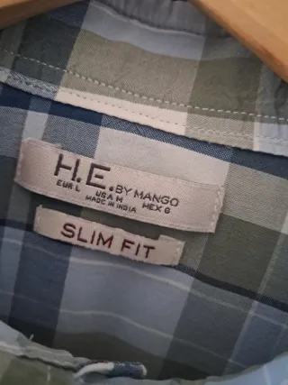 Camisa Mango cuadros azul y verde