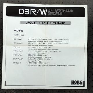 KORG 03R/W Tarjeta USC-3S Piano Keyboard