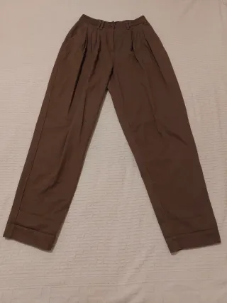 Pantaloni ASOS Vita Alta Marrone Donna Tg 40