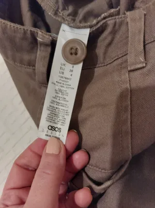 Pantaloni ASOS Vita Alta Marrone Donna Tg 40