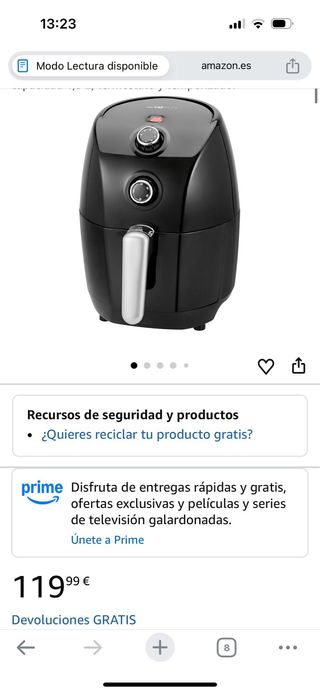 Freidora de aire caliente negra