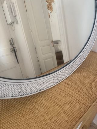 conjunto espejo y recibidor de ratán