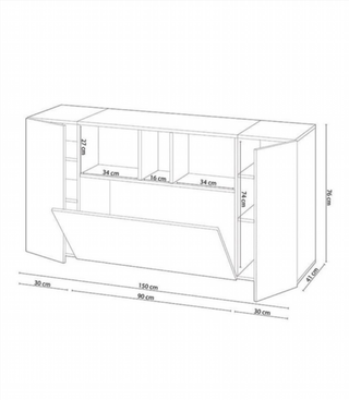 Aparador Buffet 3 Puertas. Cemento/Blanco Artik