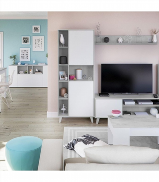 Aparador Buffet 3 Puertas. Cemento/Blanco Artik