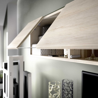 Mueble de Salón 200 cm. Blanco Brillo y Nature