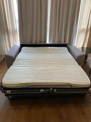 Sofá Cama Beige/Gris Tela