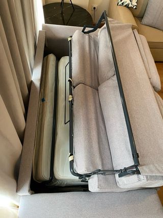 Sofá Cama Beige/Gris Tela