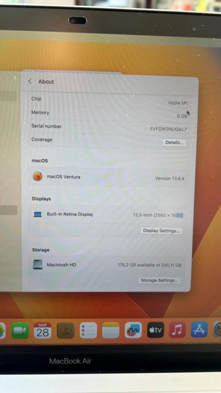 MacBook Air M1 256GB Plata 8GB RAM