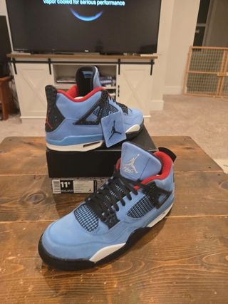 Jordan 4 Uomo Taglia 41 Blu/Rosso con Scatola
