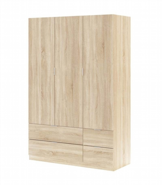 Armario 135x200x52cm 3 Puertas 4 Cajones. Roble C