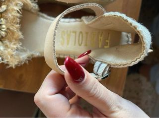 Sandalias cuña paja y pedrería