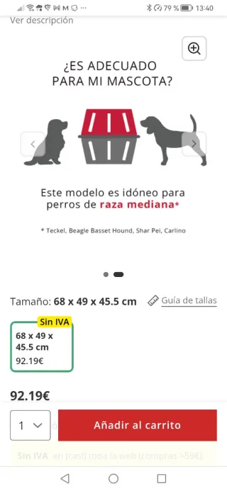 Transportín rígido mediano perro