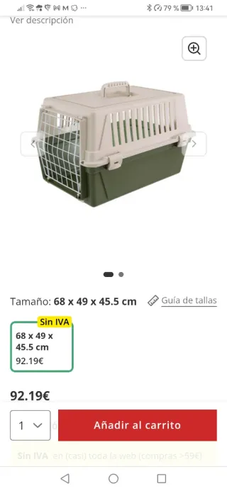 Transportín rígido mediano perro