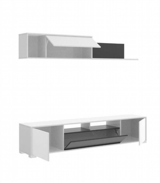 Mueble de Salón Tv. Blanco Brillo y Grafito