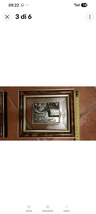 Coppia Di Quadretti Vintage Foglia Argento 925 Man