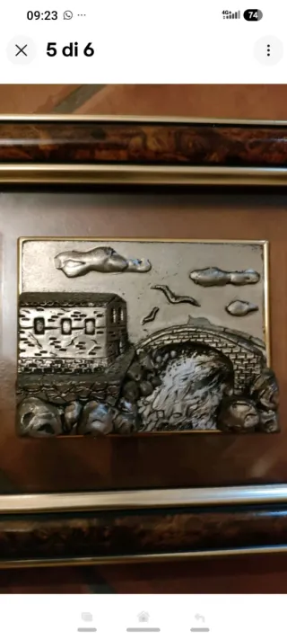 Coppia Di Quadretti Vintage Foglia Argento 925 Man