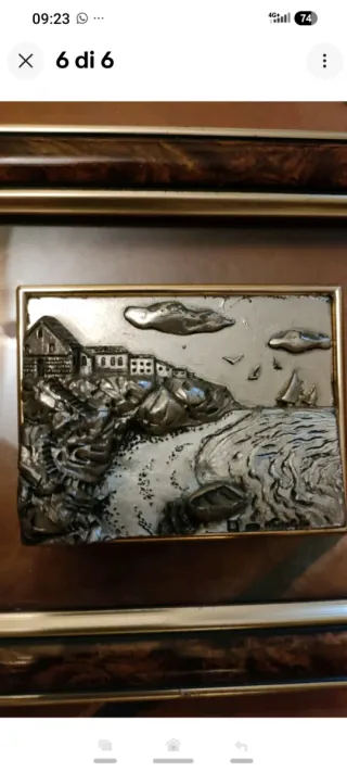 Coppia Di Quadretti Vintage Foglia Argento 925 Man