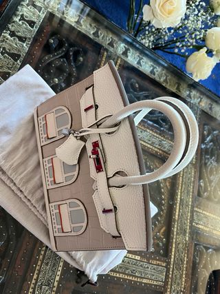 Bolso Piel Genuina Beige/Blanco Sin logos