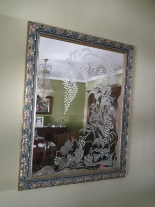 Cuadro antiguo papel y madera