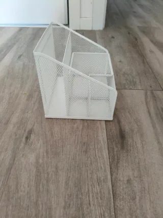 Organizador de escritorio metálico blanco