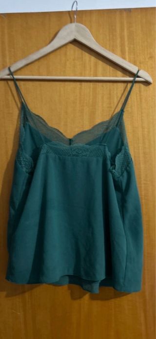 Canottiera donna con pizzo verde