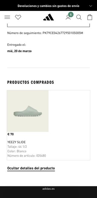 Yeezy Slide Salt Talla 44 1/2