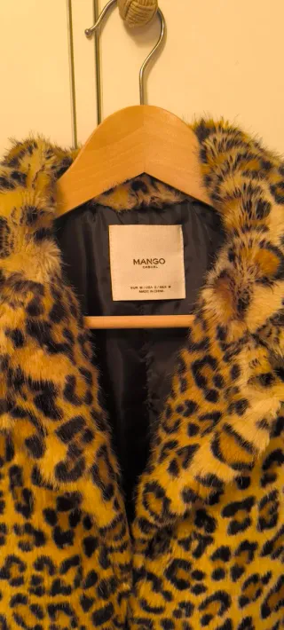 Abrigo pelo animal print Mango Talla M