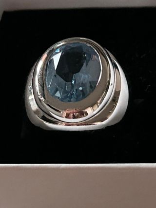 Anello firmato topazio azzurro placcato argento