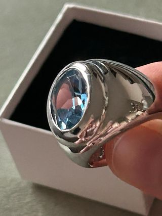 Anello firmato topazio azzurro placcato argento