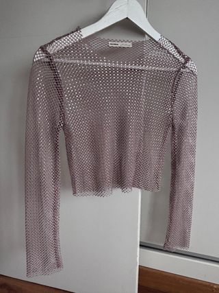 Top Malla Brillante Pull&Bear Morado Talla XS