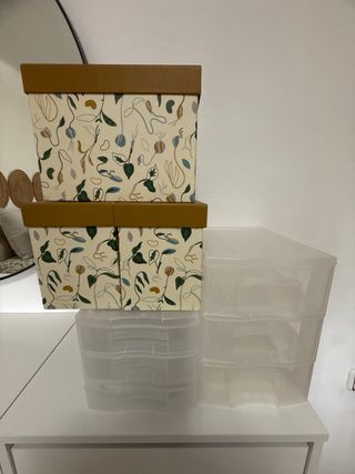 Conjunto 3  Cajas Decorativas y 2 Cajoneras
