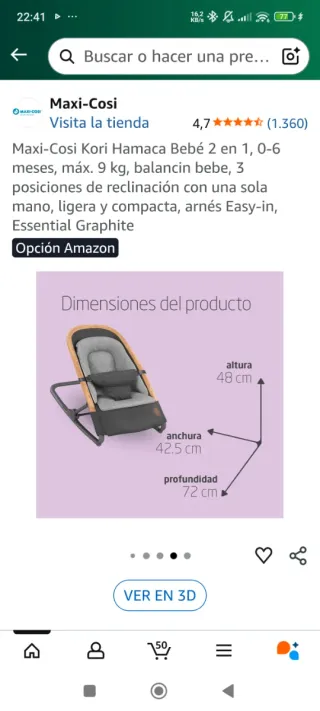 Hamaca bebé hasta 9kg