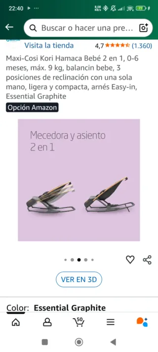 Hamaca bebé hasta 9kg