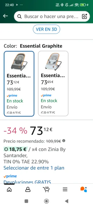 Hamaca bebé hasta 9kg