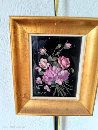 2 Quadri in Ceramica Dipinti a Mano con Fiori