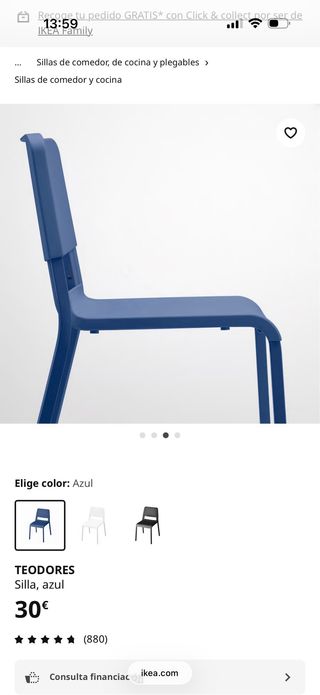 Silla Teodores IKEA azul - 4 piezas