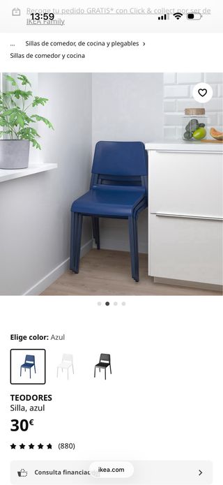 Silla Teodores IKEA azul - 4 piezas