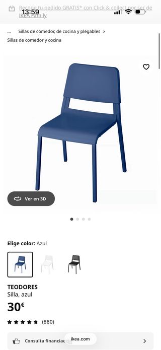 Silla Teodores IKEA azul - 4 piezas