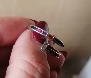 Anello chiodo S925 zirconi colorati