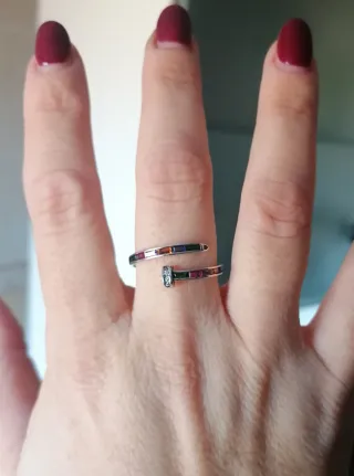 Anello chiodo S925 zirconi colorati