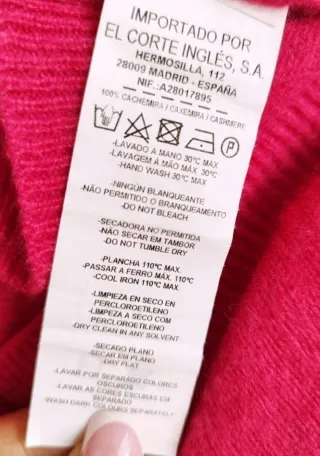 Jersey fucsia 100% cashmere M lujo