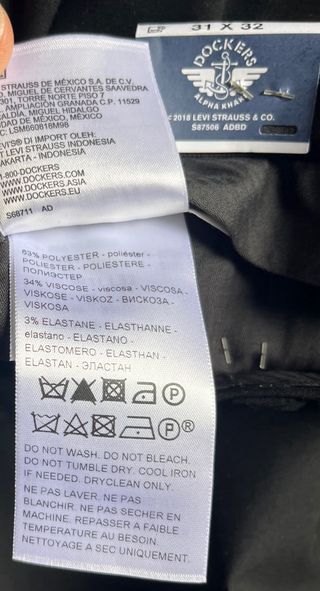 Pantalones Dockers T31x32 Negro